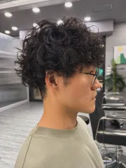 男生燙髮作品，設計師 慶Cing，高雄鼓山區ITN
