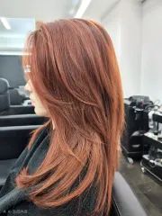 韓系高層次+暖橘棕作品，設計師 姝蓉，台北大安區Hair Garden