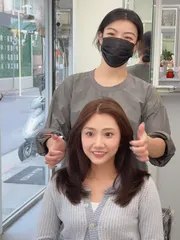 韓系層次剪 X 絲綢楓糖色作品，設計師 拉波LABo，台北信義區KOMM Hair
