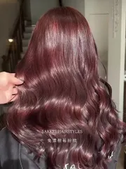 霧感髮色 莓果粉棕作品，設計師 Sakki 사키，高雄新興區Lab hair 林森店