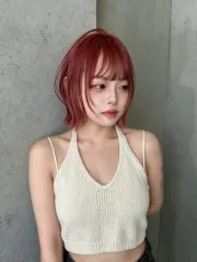 莓果牛奶髮色作品，設計師 小薇，高雄鼓山區round2昌盛店