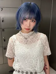 日系翹翹頭 x 水透藍色作品，設計師 Alex，新竹東區Round2（南大店）