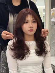 層次髮 紅棕色作品，設計師 #熊，台北中山區holly hair 南西店