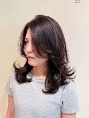 韓系層次燙髮作品，設計師 Alina，台南中西區苒苒hair salon