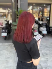 莓果紅棕作品，設計師 U咪，台南歸仁區尼曼造型
