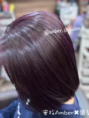 葡萄紫視覺染作品，設計師 AMBER，新北新莊區小林髮廊 倫敦店