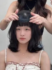 客製化韓系層次燙髮✨作品，設計師 萱萱✁Abby，桃園中壢區Nine six hair Designim