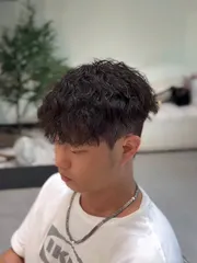 男士束狀紋理燙&可可棕作品，設計師 稀稀💕，台南中西區Ran Ran hair studio