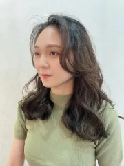 韓系浪漫水波紋作品,設計師 Vita設計師,新北永和區費思沙龍永安店