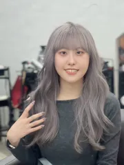 ［乾燥花紫灰］紅橘底色改色·漂三次·乾燥紫灰色·黑曜光