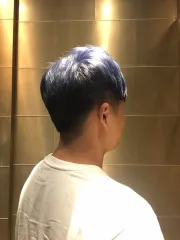 藍灰色作品，設計師 Kiki，台中西屯區Ek hair salon
