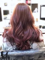 暖暖紫紅色系作品，設計師 Kiki，台中西屯區Ek hair salon