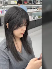 小顏瀏海｜縮毛矯正燙｜層次剪髮