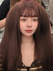 🍑 免漂霧感荔枝粉棕作品，設計師 Ella，桃園中壢區Garden hair 花園 中原店