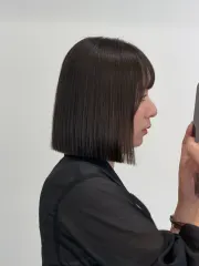 一刀切短髮作品，設計師 Qin，台北信義區Komm hair