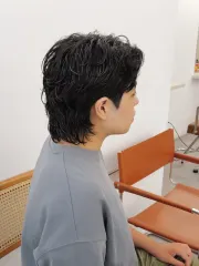 男生中長髮狼尾燙作品，設計師 Delay，台北大同區LOD hair salon