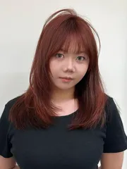 不漂髮色｜落日紅作品，設計師 髮型師莉莉，台北中山區Komm Hair 松江店