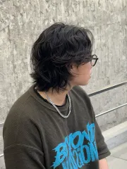 男生狼尾燙髮作品，設計師 陳彥翔，高雄左營區Round2 hair salon