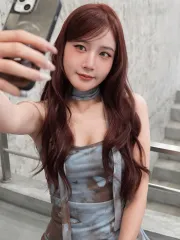 玫瑰粉棕搭配韓系浪漫大捲作品，設計師 Cona，高雄左營區Round2_cona