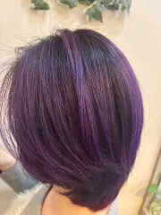 深紫光影線條染｜白髮共存設計