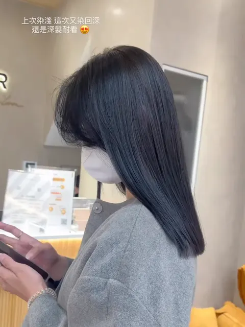 招牌質感免漂藍黑髮色作品參考，設計師 宣萱