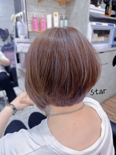 灰棕色線條手刷染作品,設計師 小星,桃園楊梅區Star星之髮藝