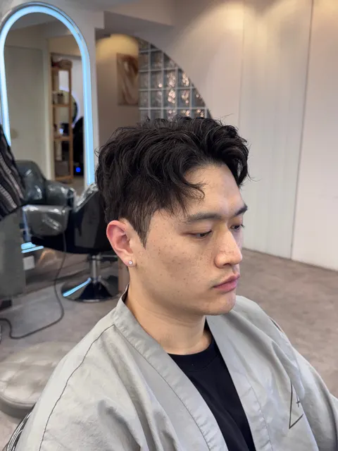 韓系男士燙髮作品參考，設計師 張均平