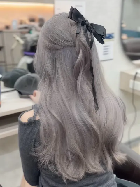 ［乾燥花紫灰］紅橘底色改色·漂三次·乾燥紫灰色·黑曜光作品參考，設計師 𝑬𝒍𝒊𝒏髮型師◡̎ •